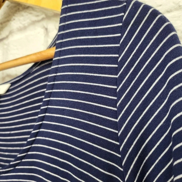 BB Dakota Navy White/Cream Micro Striped Tunic Dress w/pockets Sz S - Picture 4 of 11